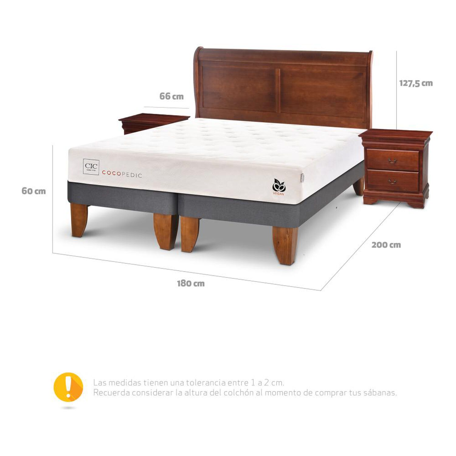 Cama Europea Cic Cocopedic / King / Base Dividida + Set De Maderas image number 4.0