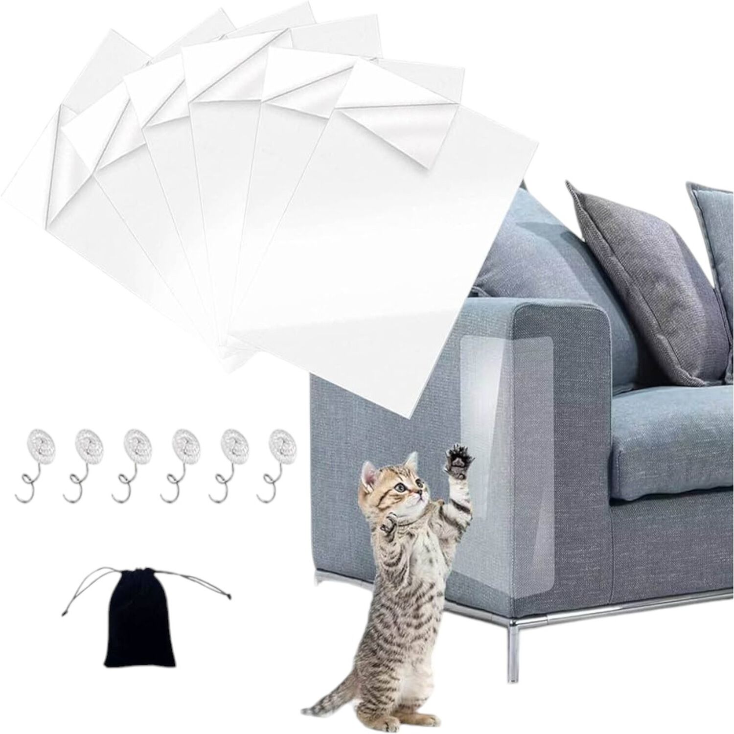 Pack 6 Pegatina Lamina Protectora Antiara&ntilde;azos Sofa Sillon Gatos image number 0.0