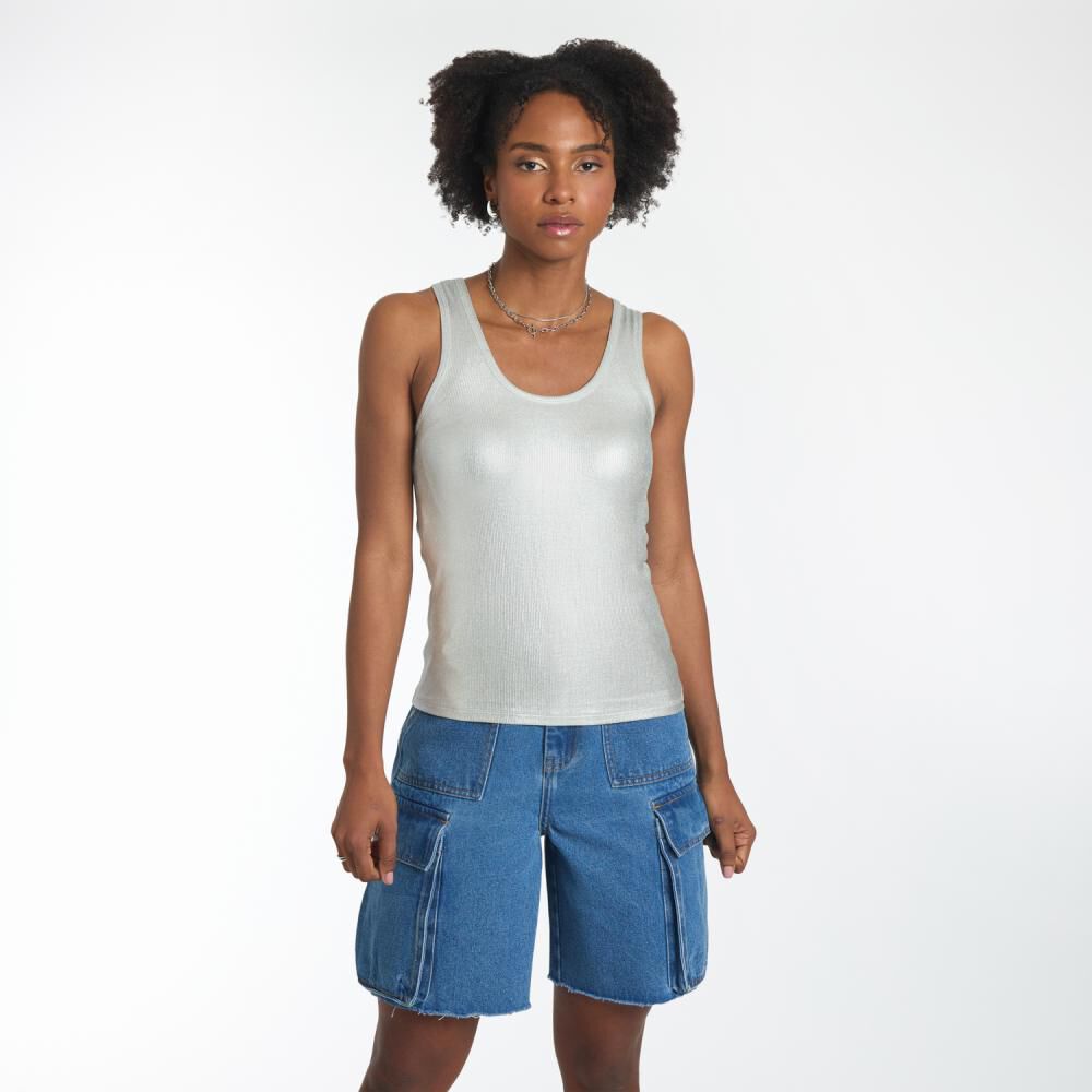 Polera Metalizada Sin Mangas Cuello Redondo Mujer Rolly Go image number 0.0