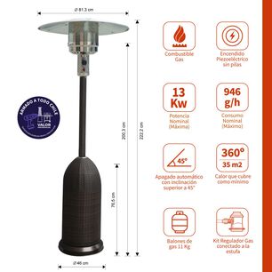 Estufa A Gas Exterior Terraza Setax Rattan Blt