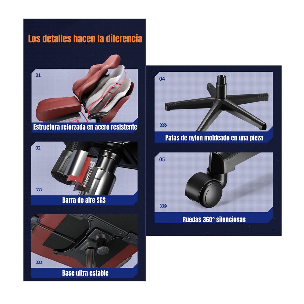 Silla Gamer Premium Reclinable Con Reposapies Power Negra image number 2.0