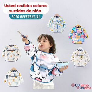 Pack 3 Babero Delantal Impermeable Manga Larga Bebe Y Ni&ntilde;o