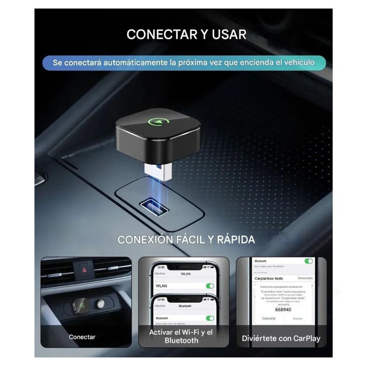 Adaptador Inal&aacute;mbrico Carplay Y Android Auto Wifi image number 4.0