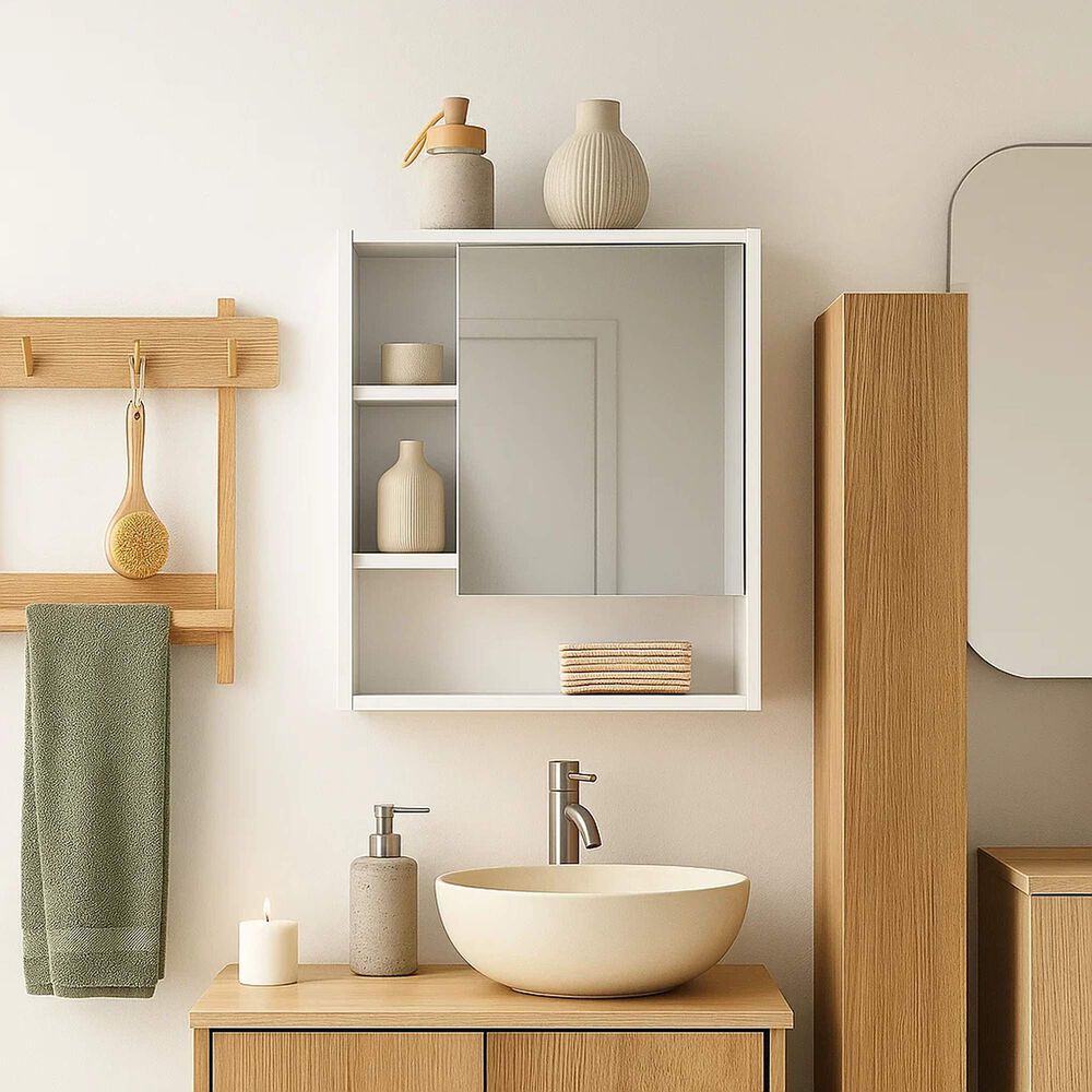 Estante Repisa De Ba&ntilde;o Con Espejo 40x15x50 image number 2.0