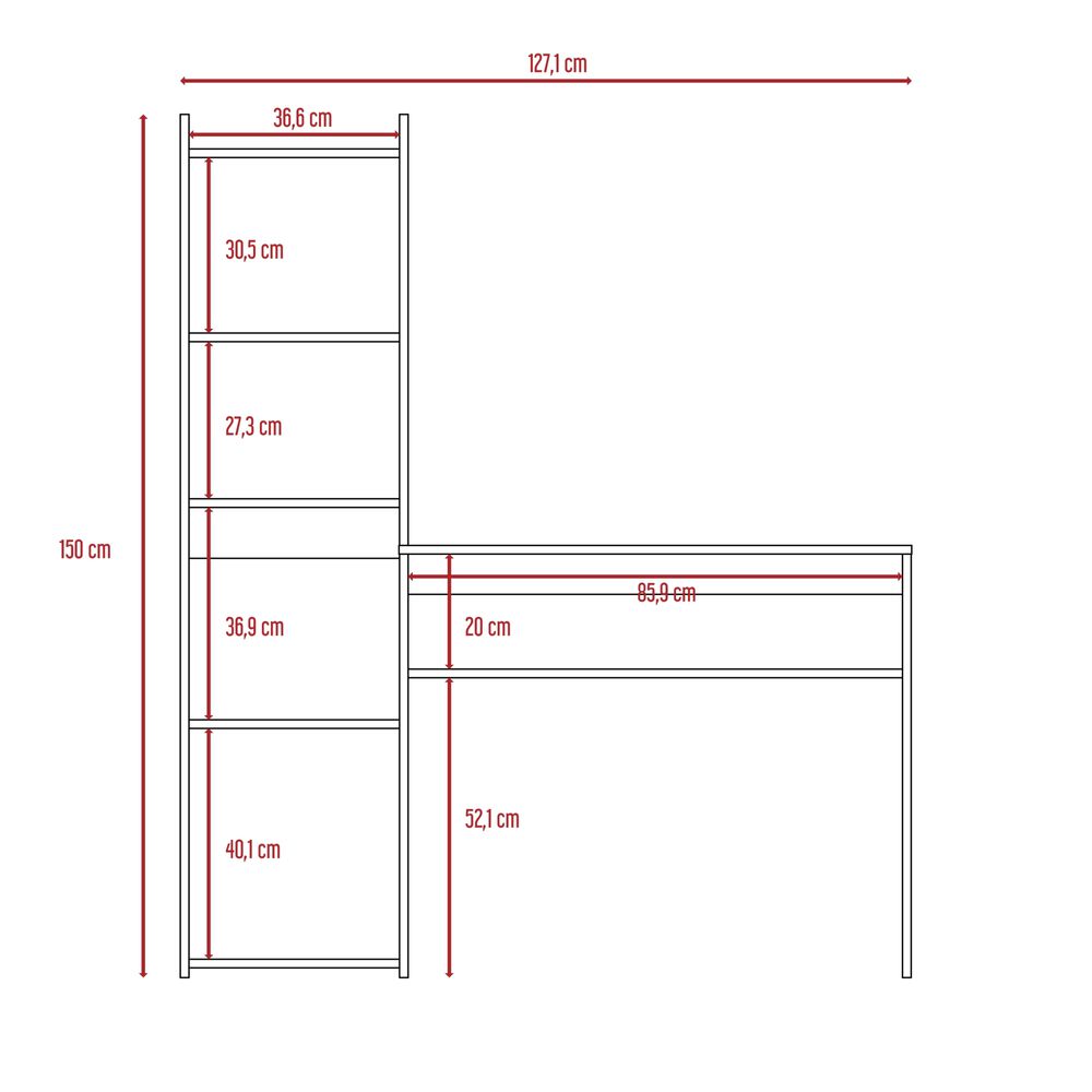 Escritorio Biblioteca 150x127,1x50 Cm Fm-030n Negro image number 6.0