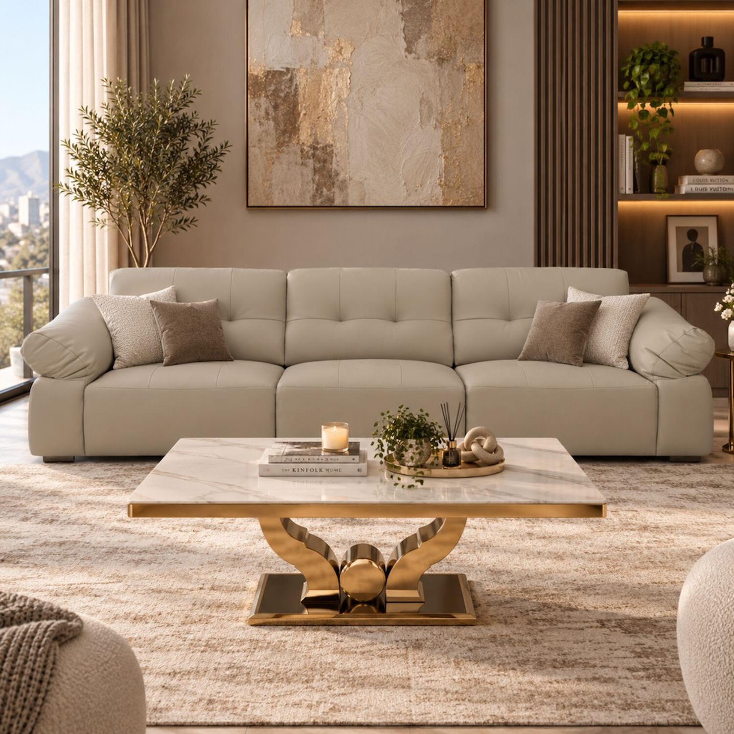 Sof&aacute; Modular Para Living 5 Personas Cl&aacute;sico G&eacute;nova Crema image number 0.0