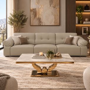 Sof&aacute; Modular Para Living 5 Personas Cl&aacute;sico G&eacute;nova Crema