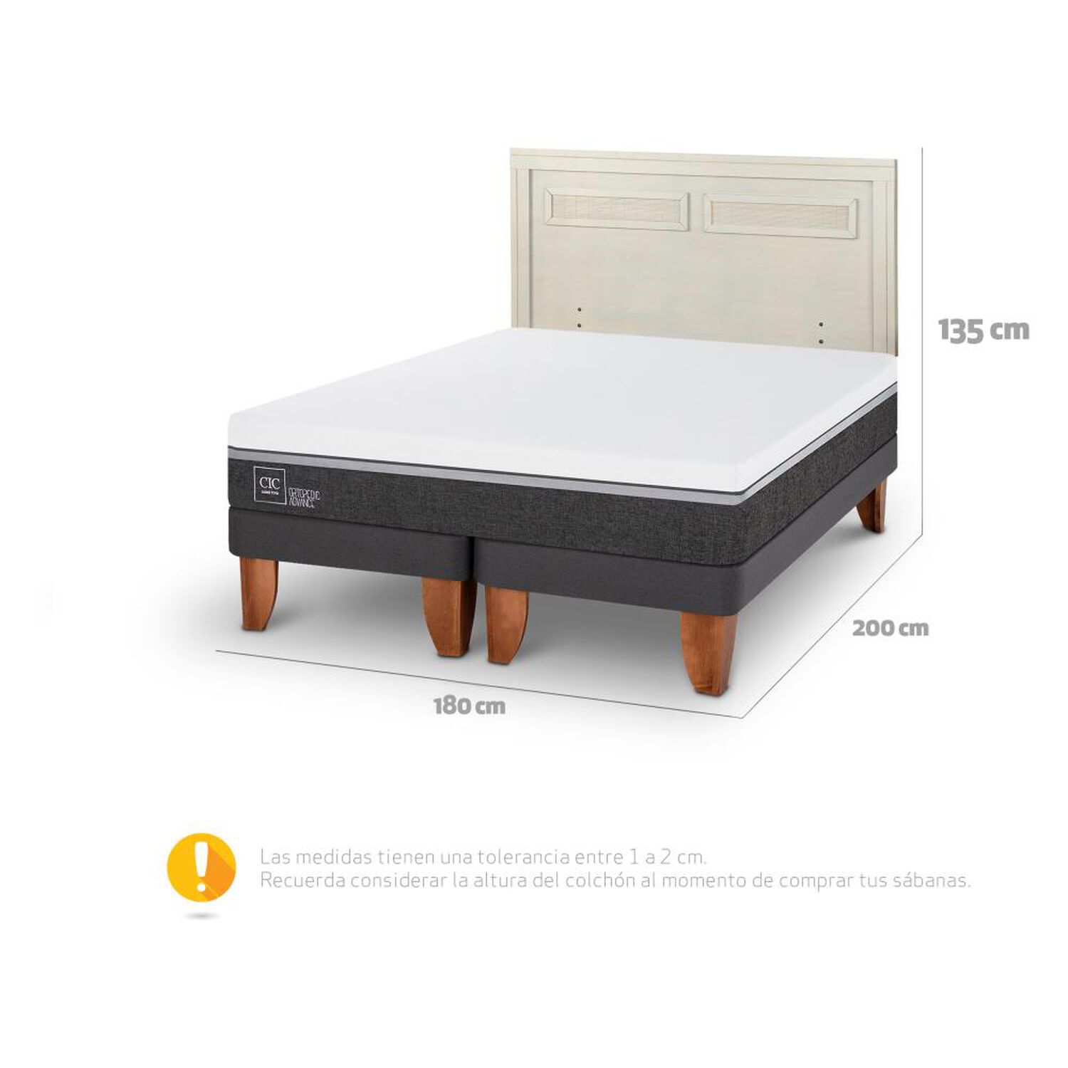 Cama Europea Cic Ortopedic Advance / King / Base Dividida + Respaldo image number 5.0