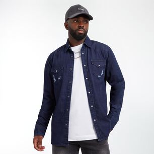 Camisa Denim Slim Manga Larga Hombre Rolly Go