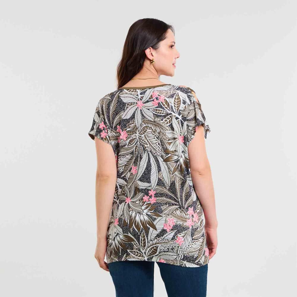 Polera Full Print Manga Corta Cuello Redondo Mujer Sexy Large image number 3.0