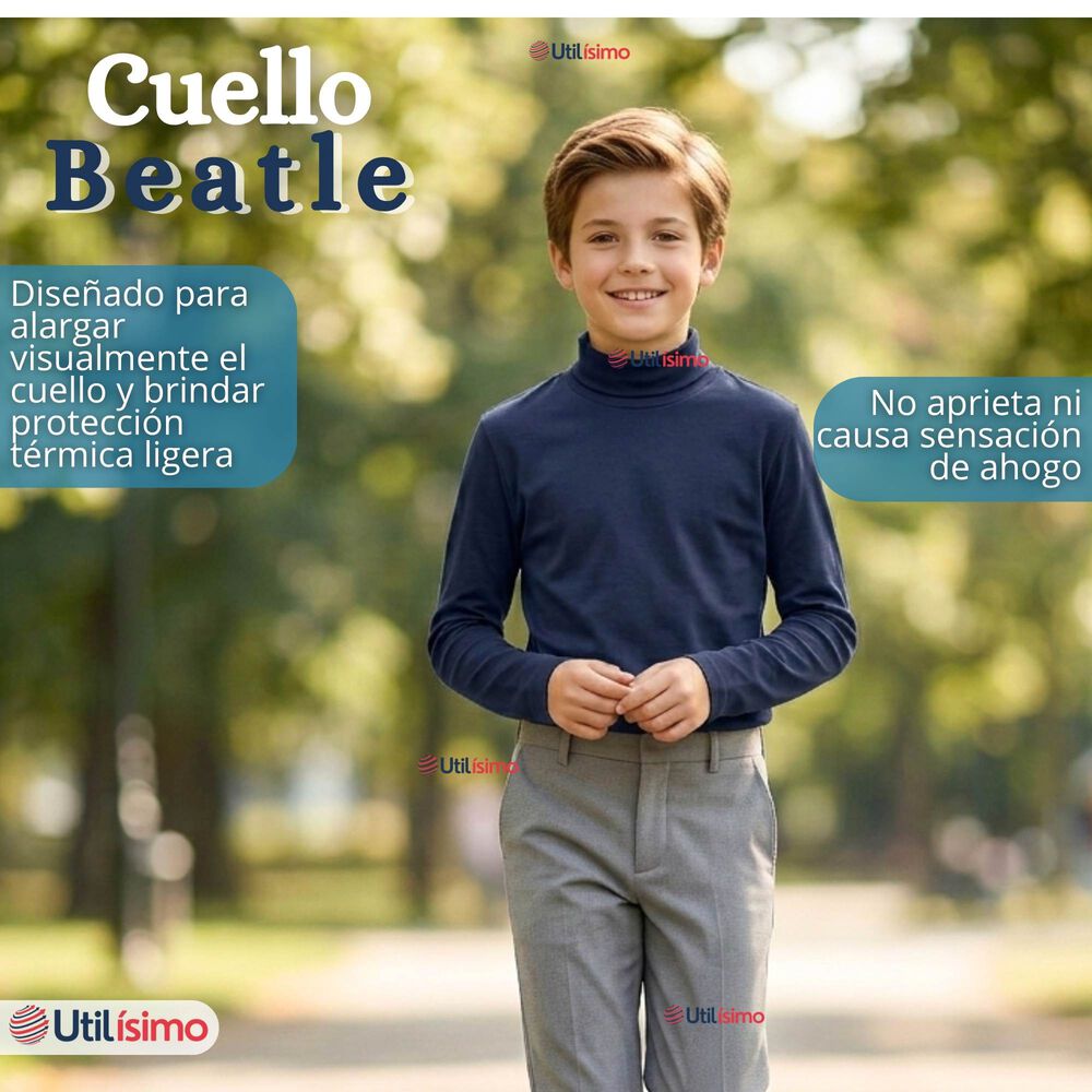 Pack 6 Poleras Camisetas Polar Primera Capa Beatle Manga Larga Colores Surtido Ni&ntilde;o image number 4.0