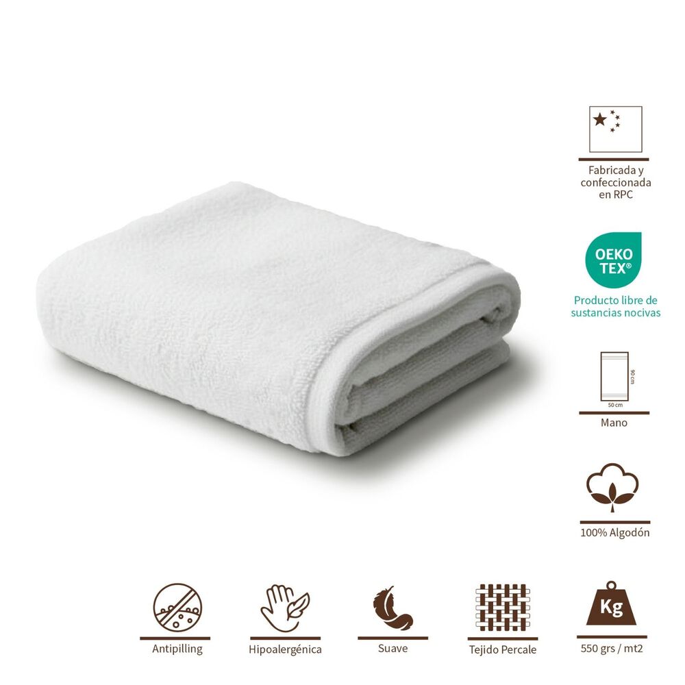 Toalla De Mano 550 Grs/mt2 100% Algod&oacute;n Essentials Blanca image number 1.0