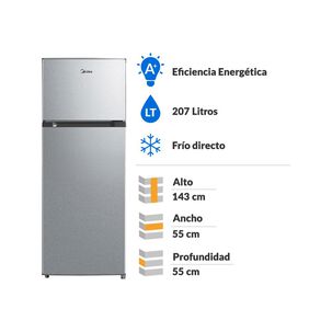 Refrigerador Top Freezer Midea MDRT294FGE50 / Frío Directo / 207 Litros / A+
