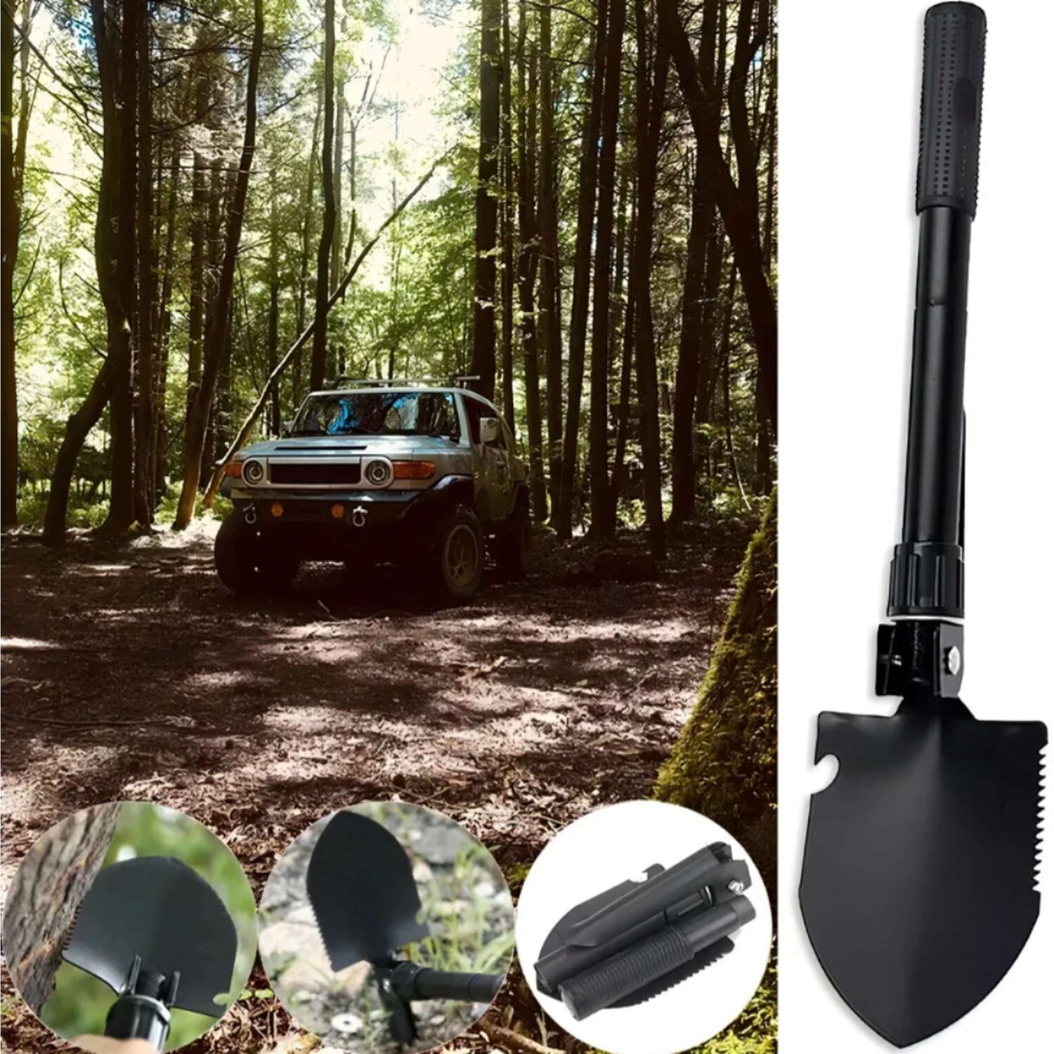 Pala Port&aacute;til Jard&iacute;n Camping Plegable Con Funda Y Br&uacute;jula image number 3.0