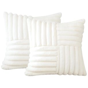 Pack De 02 Fundas De Coj&iacute;n Pelo De Conejo De Imitaci&oacute;n 45x45 Blanco