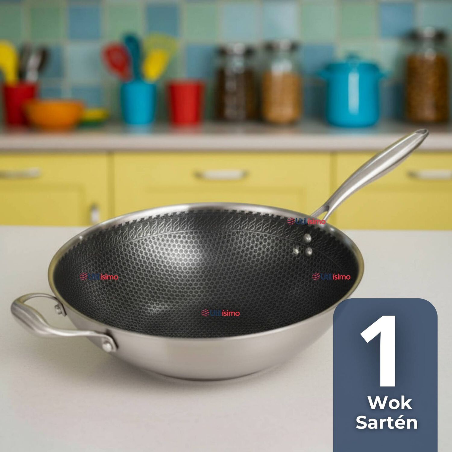 Sart&eacute;n Wok Acero Inoxidable Antiadherente Para Saltear Fre&iacute;r 34cm image number 0.0