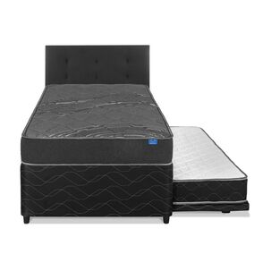 Cama Nido Flex Black / 1.5 Plazas / Base Normal + Respaldo