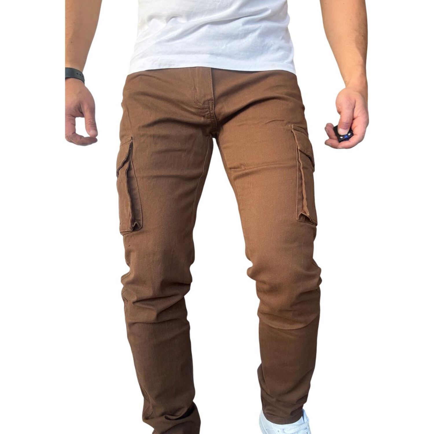 Pantal&oacute;n Elasticado Tela Cargo Slim Fit Oxido image number 4.0