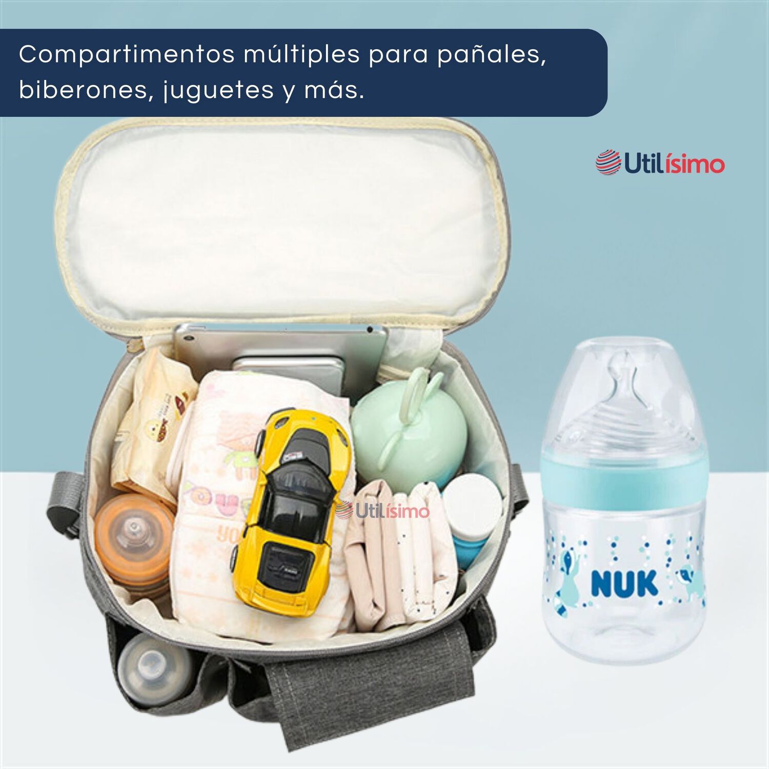 Bolso Maternal Mochila Para Coche Pa&ntilde;alera Beb&eacute; Black image number 4.0