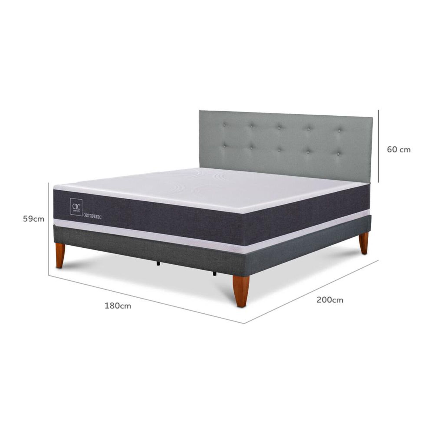Cama Europea Cic Ortopedic / King / Base Normal + Respaldo image number 8.0