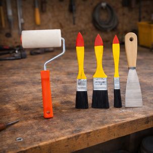 Kit Basico Para Pintar Brocha Rodillo Espatula Construcci&oacute;n