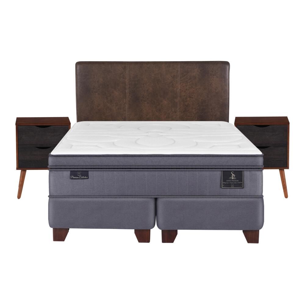 Box Spring Cic Super Premium / 2 Plazas / Base Dividida  + Set De Maderas image number 0.0