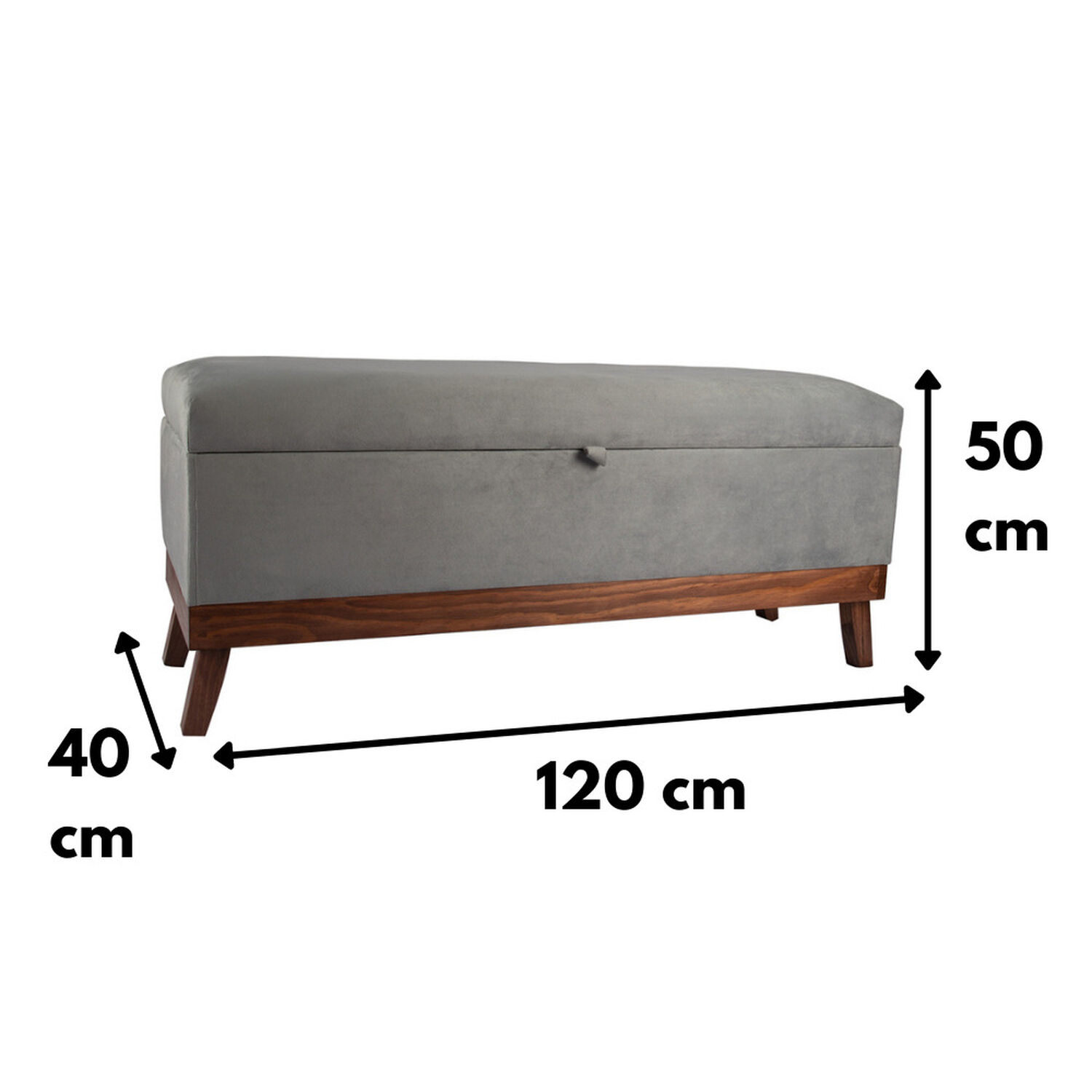 Banqueta Con Ba&uacute;l Incy Gris Felpa 120x40x50 Cm M&aacute;xima Design image number 4.0