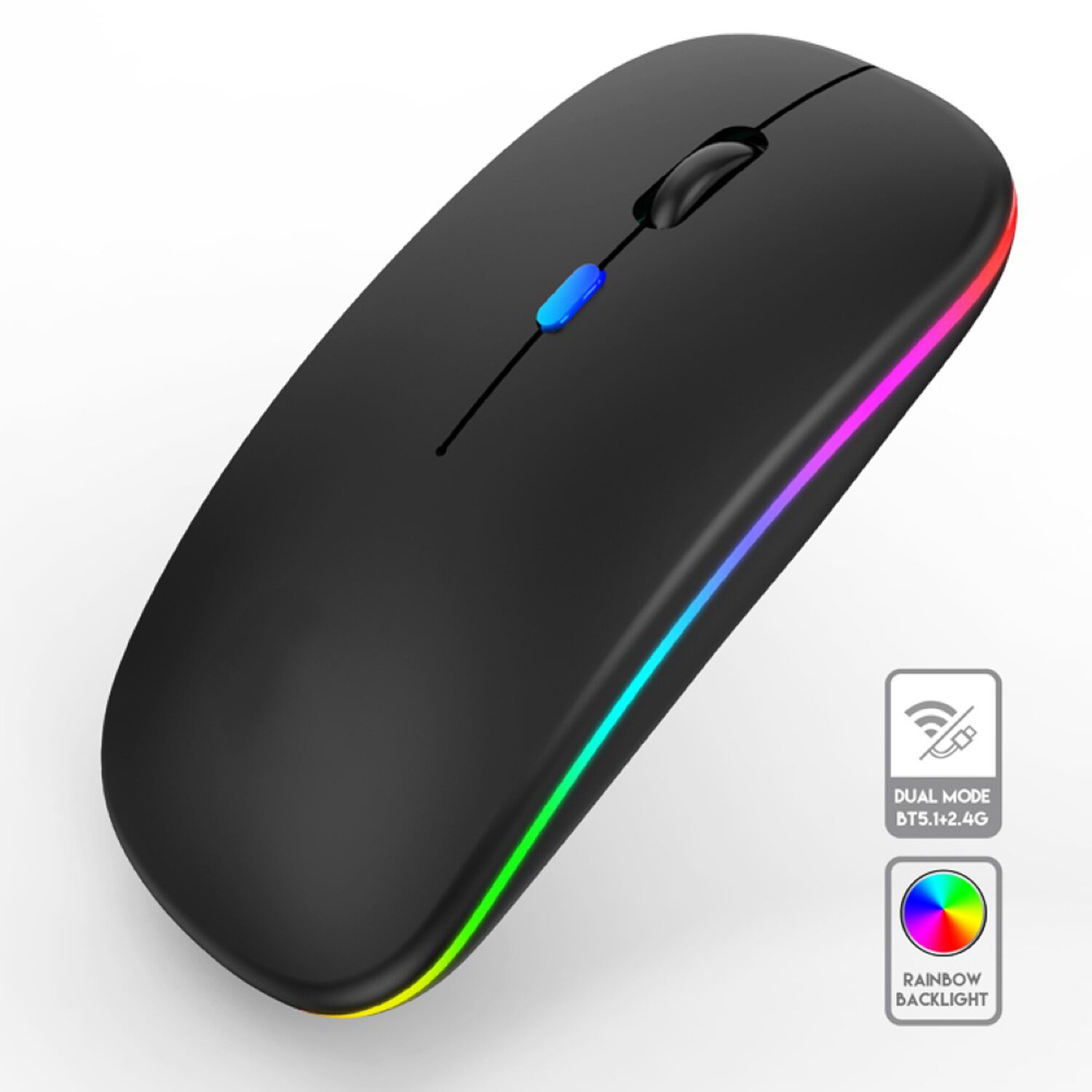 Mouse Inal&aacute;mbrico Dual Bluetooth + Usb 2g Recargable Rgb Bk image number 3.0