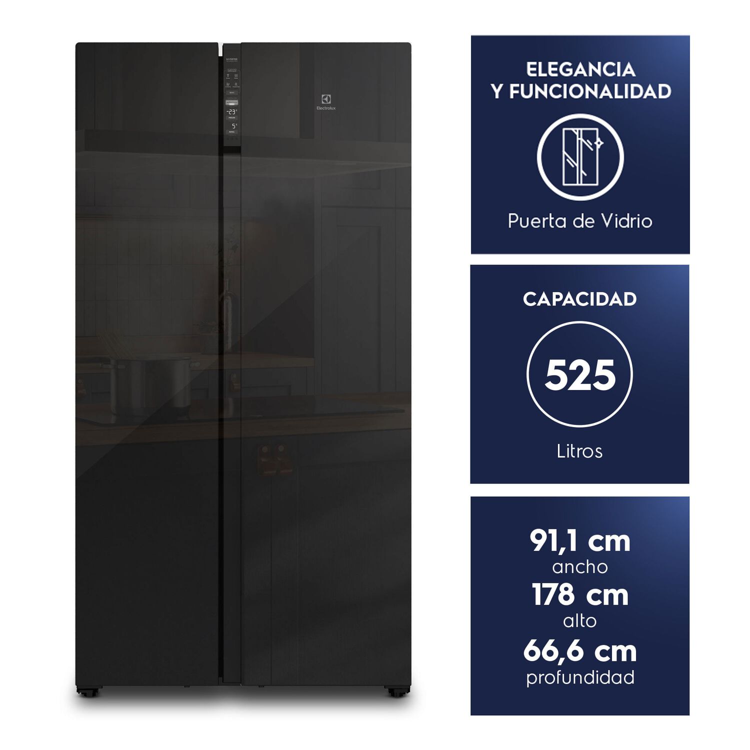 Refrigerador 525l No Frost Side By Side Inverter Es5gb Black image number 1.0