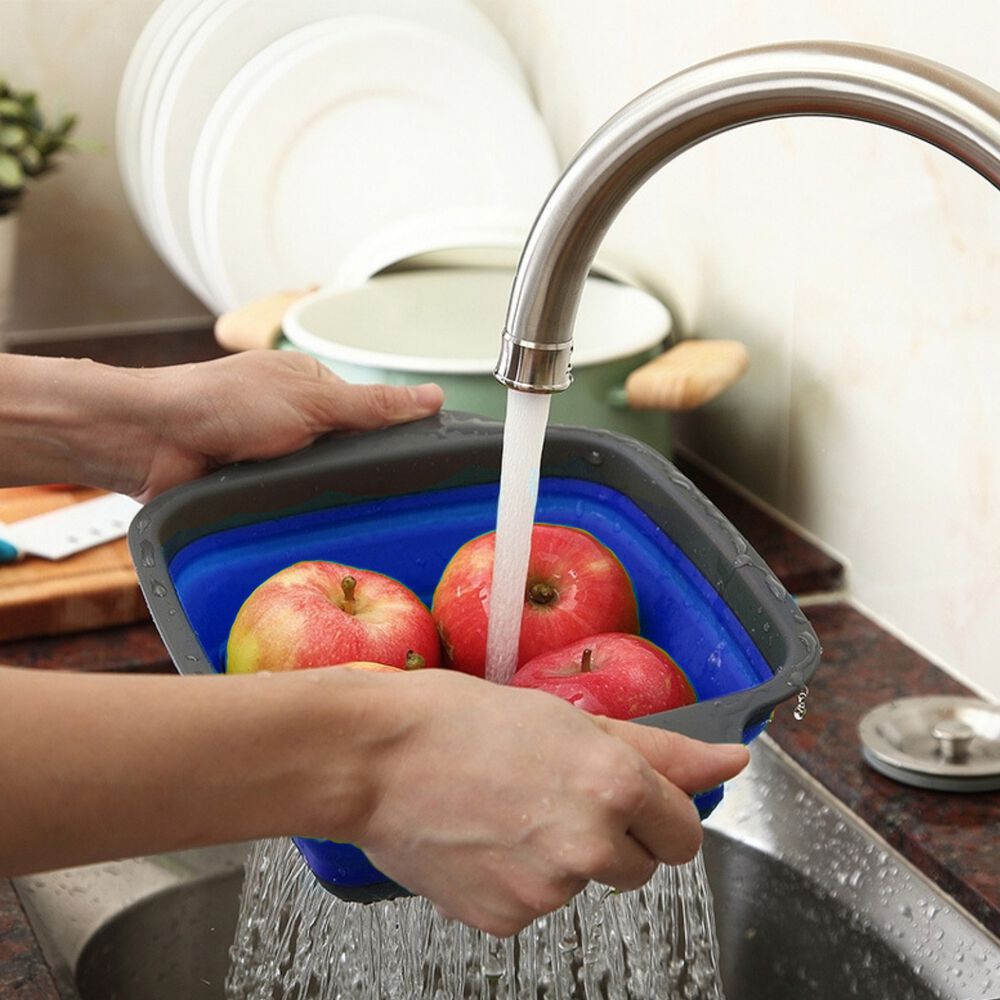 Pack 2 Coladores Escurridor Rectangular Cocina Azul image number 3.0