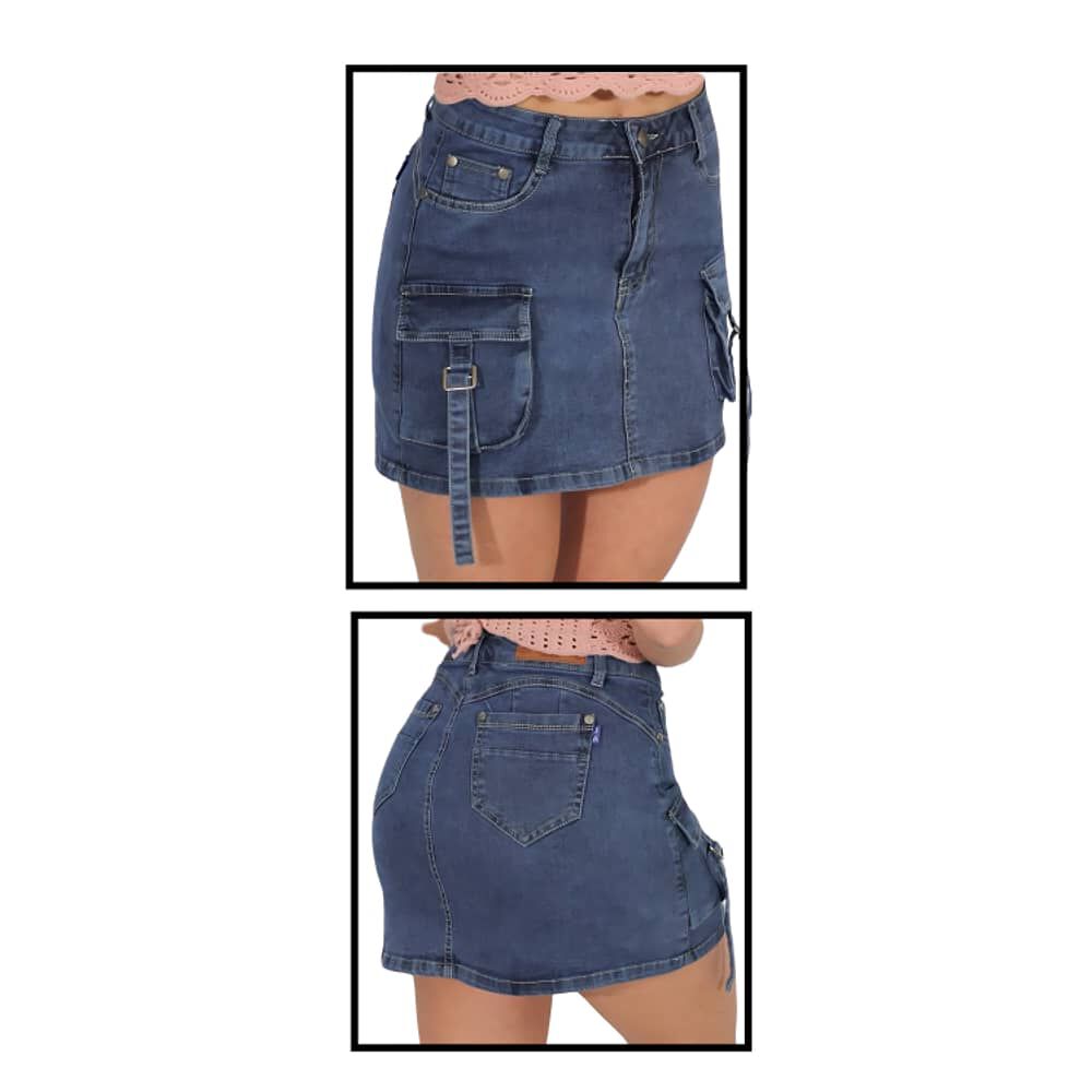 Falda Jeans Con Short Mujer Cargo image number 1.0