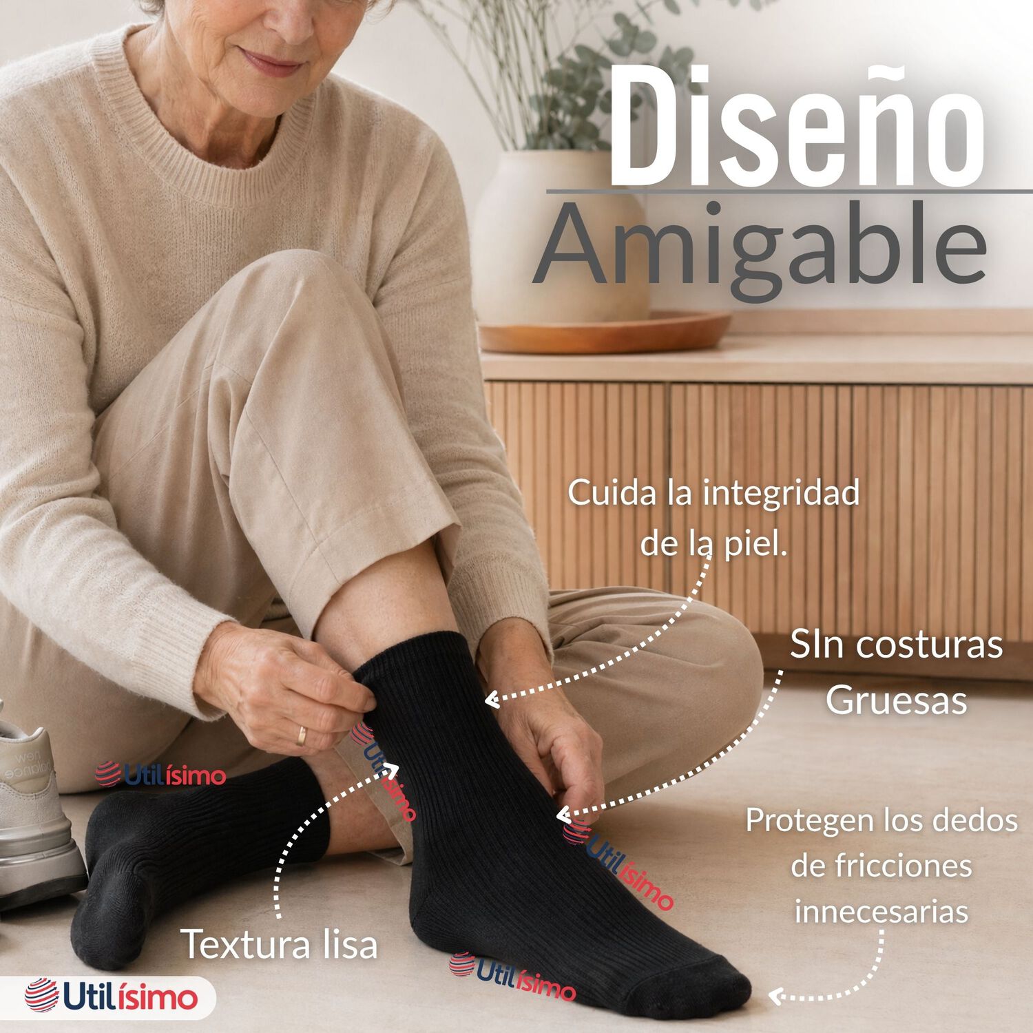 Pack 4 Pares Calcetines Diab&eacute;ticos Mujer Algod&oacute;n Suave Colores Surtidos Protecci&oacute;n image number 8.0