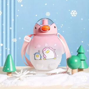 Botella Agua Kawaii 1500ml Rosada Con Correa Y Stickers