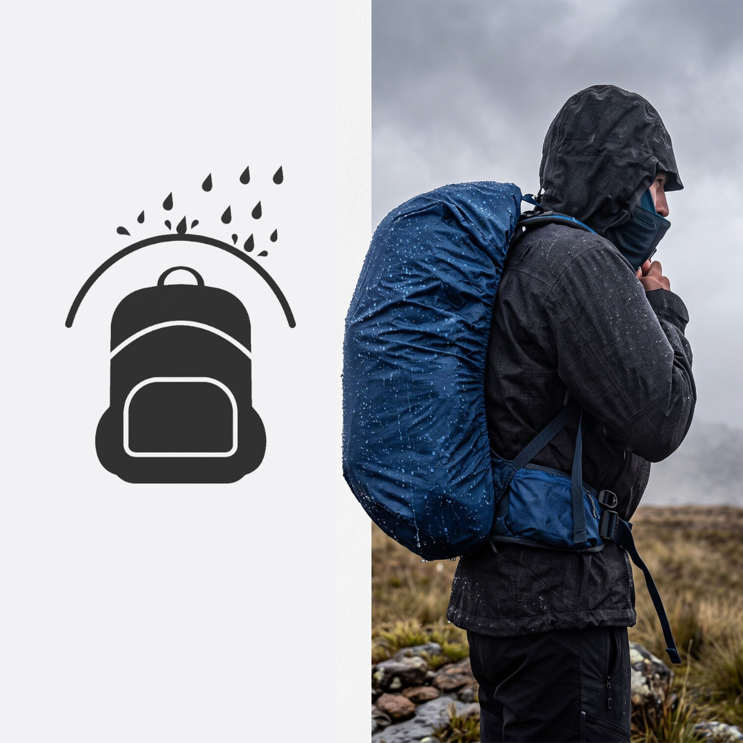 Cubre Mochila Contra Agua Impermeable Funda 45lts Azul image number 3.0
