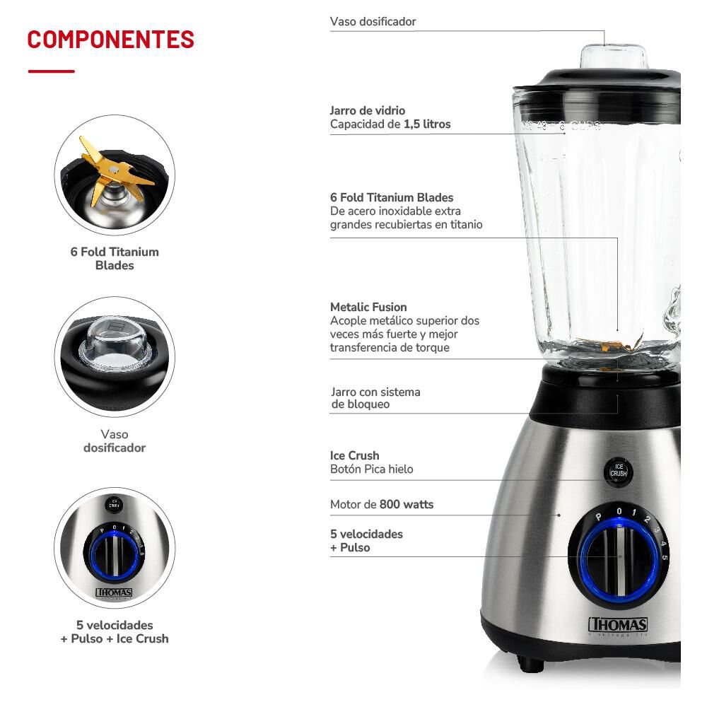 Licuadora Thomas Th-510vi / 1,5 Litros / 800 Watts image number 5.0
