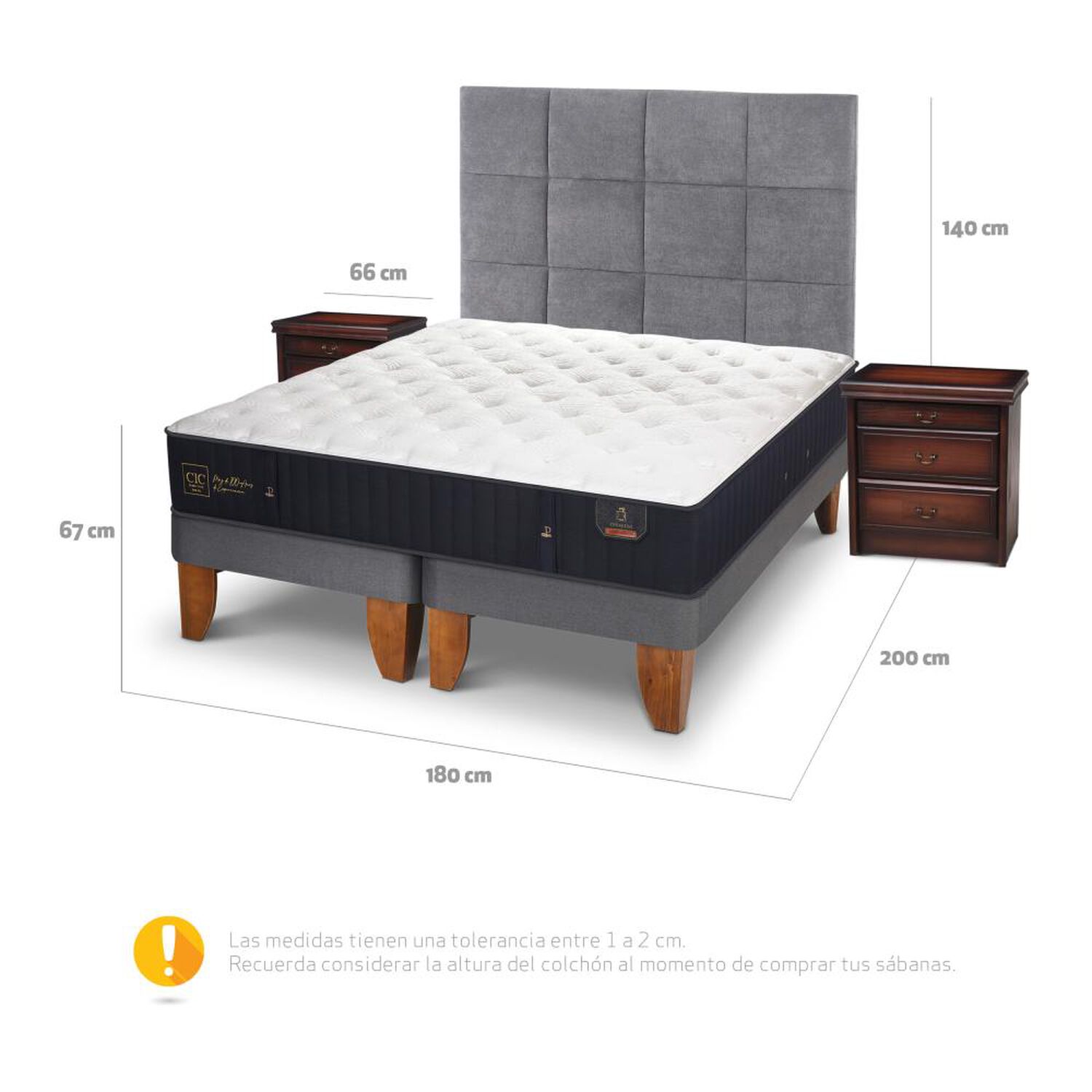 Cama Europea Cic Premium / King / Base Dividida + Set De Maderas image number 2.0