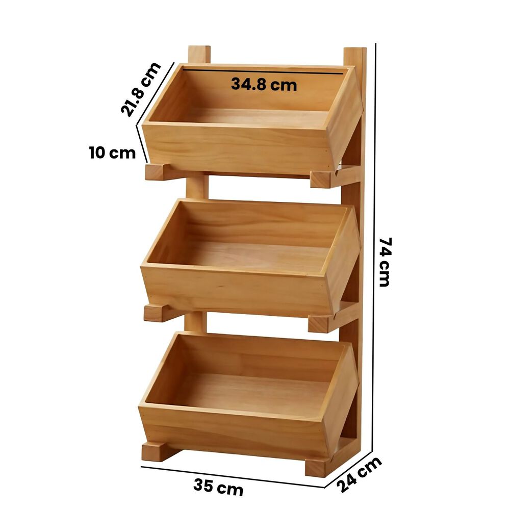 Estante De Madera Maciza 3 Niveles Cocina Exhibicion image number 1.0