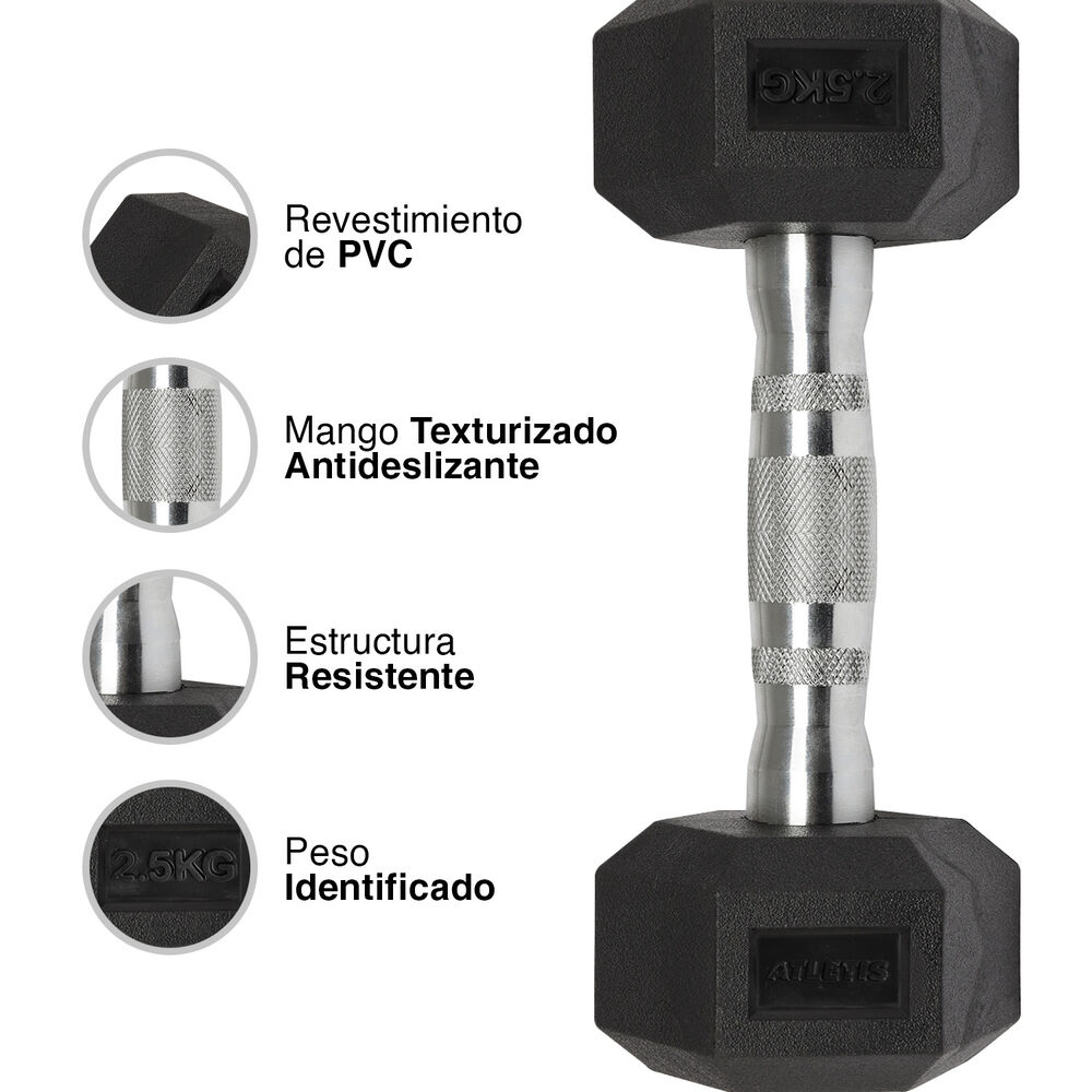 Mancuerna Hexagonal 2.5 Kg Negro image number 3.0
