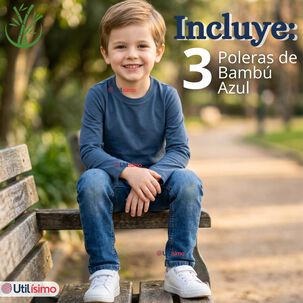 Pack 3 Poleras Camisetas Bamb&uacute; Claro Oscuro Cuello Redondo Primera Capa Manga Larga Ni&ntilde;o