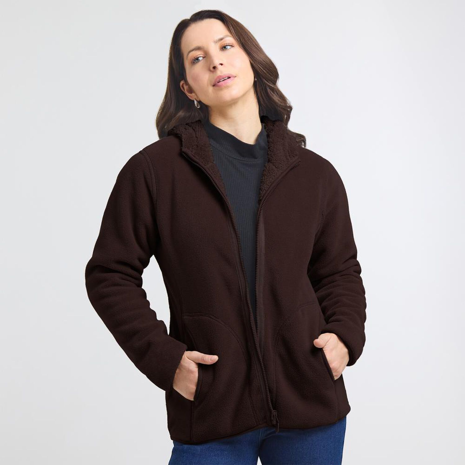 Chaqueta Reversible Regular Cuello Alto Con Capucha Mujer Geeps image number 0.0