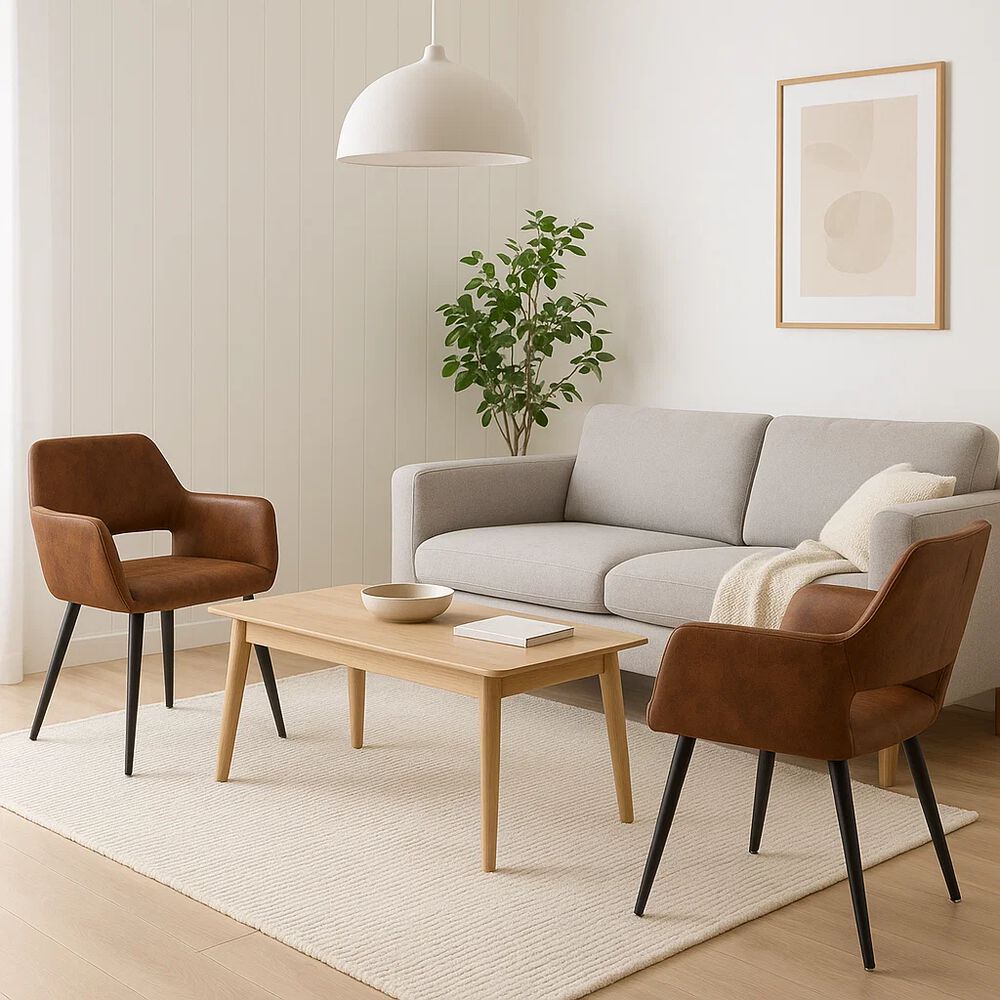 Pack De 2 Butacas Burgos Ecocuero Vintage Café Oscuro image number 2.0