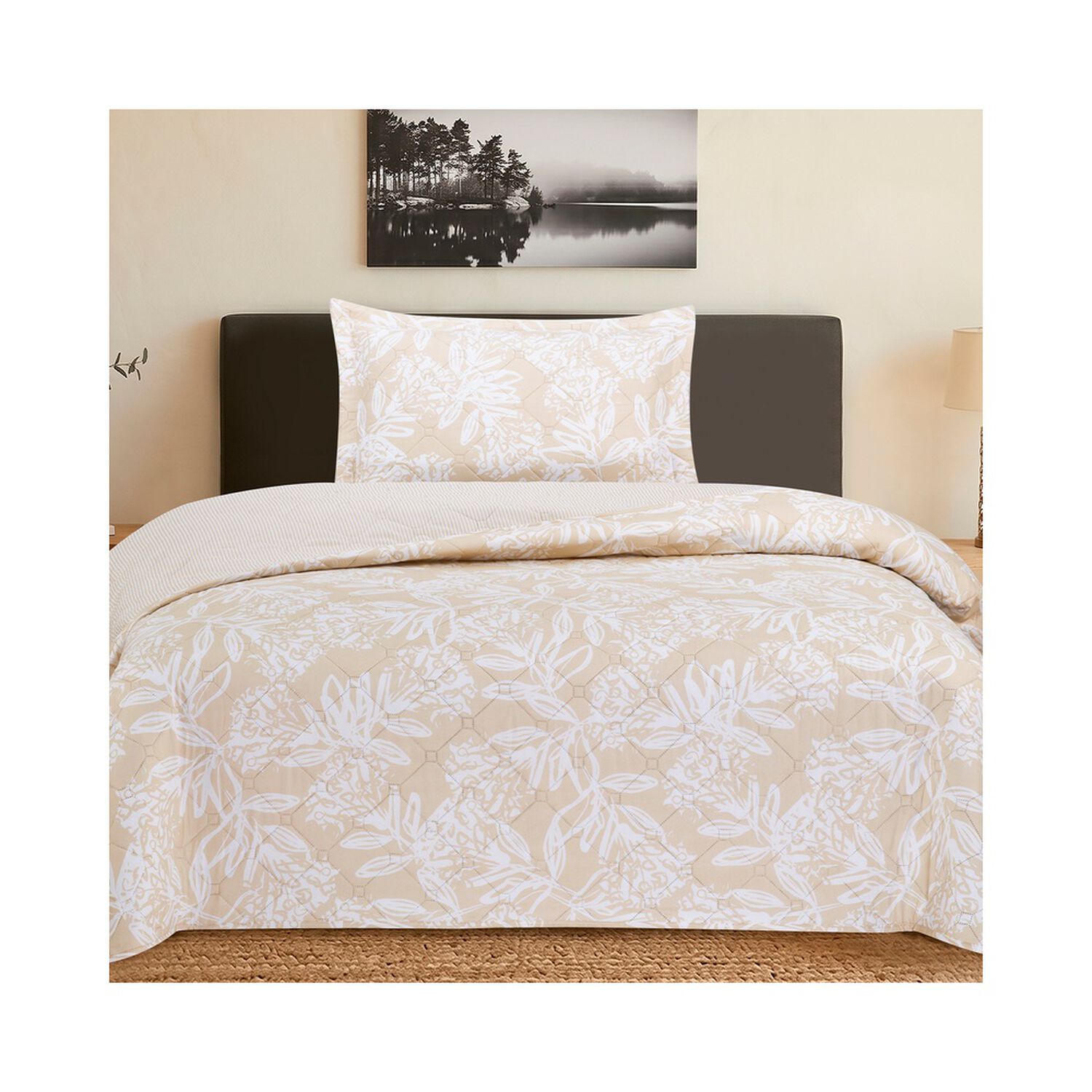 Quilt Andes Printed Rayas Beige 1.5 Plazas image number 0.0