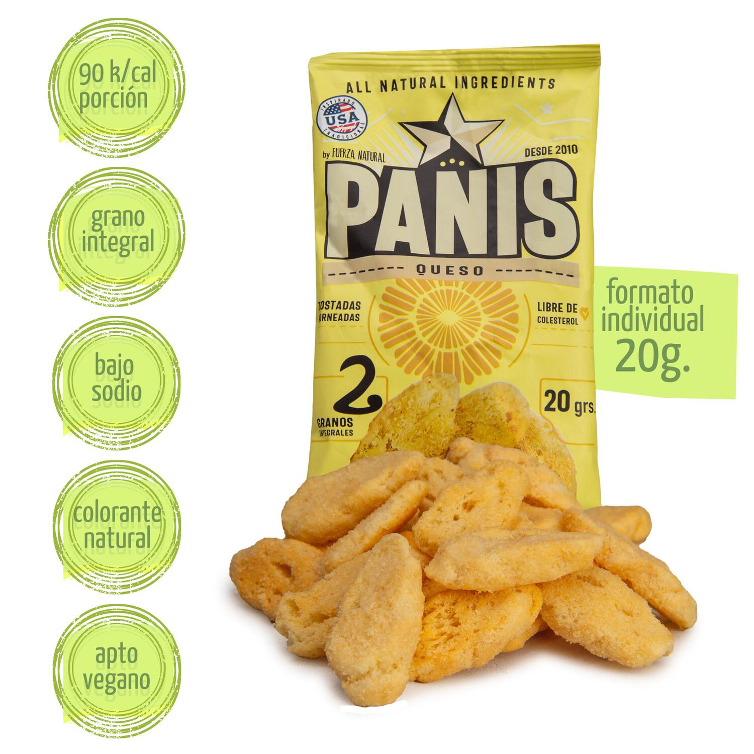 Panis 20g Sabor Queso Snack Saludable Fuerza Natural image number 2.0