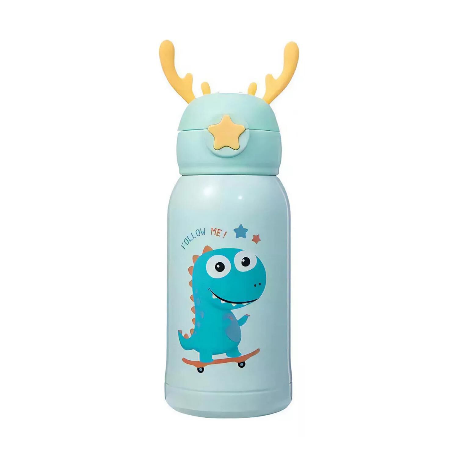 Botella De Agua Portatil 500ml Dino Kawaii Azul Infantil image number 1.0