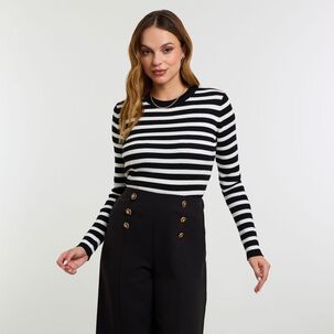 Sweater Rayas Manga Larga Cuello Redondo Mujer Kimera