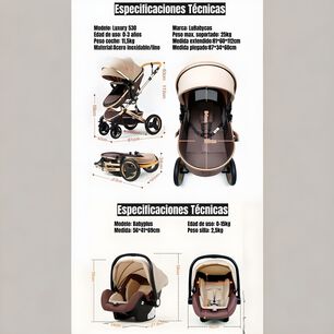 Coche Cuna Travel System 530 Rosado Lubabycas