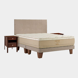 Cama Europea Celta Cotton Organic / King / Base Dividida + Set De Maderas