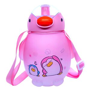 Botella Agua Kawaii 1500ml Rosada Con Correa Y Stickers