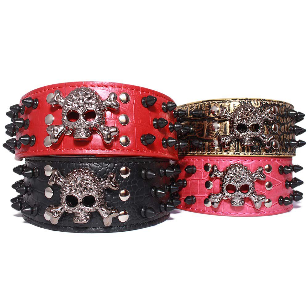Collar Perro Calavera Puntas Redondas Xl Dorado Mascan image number 2.0