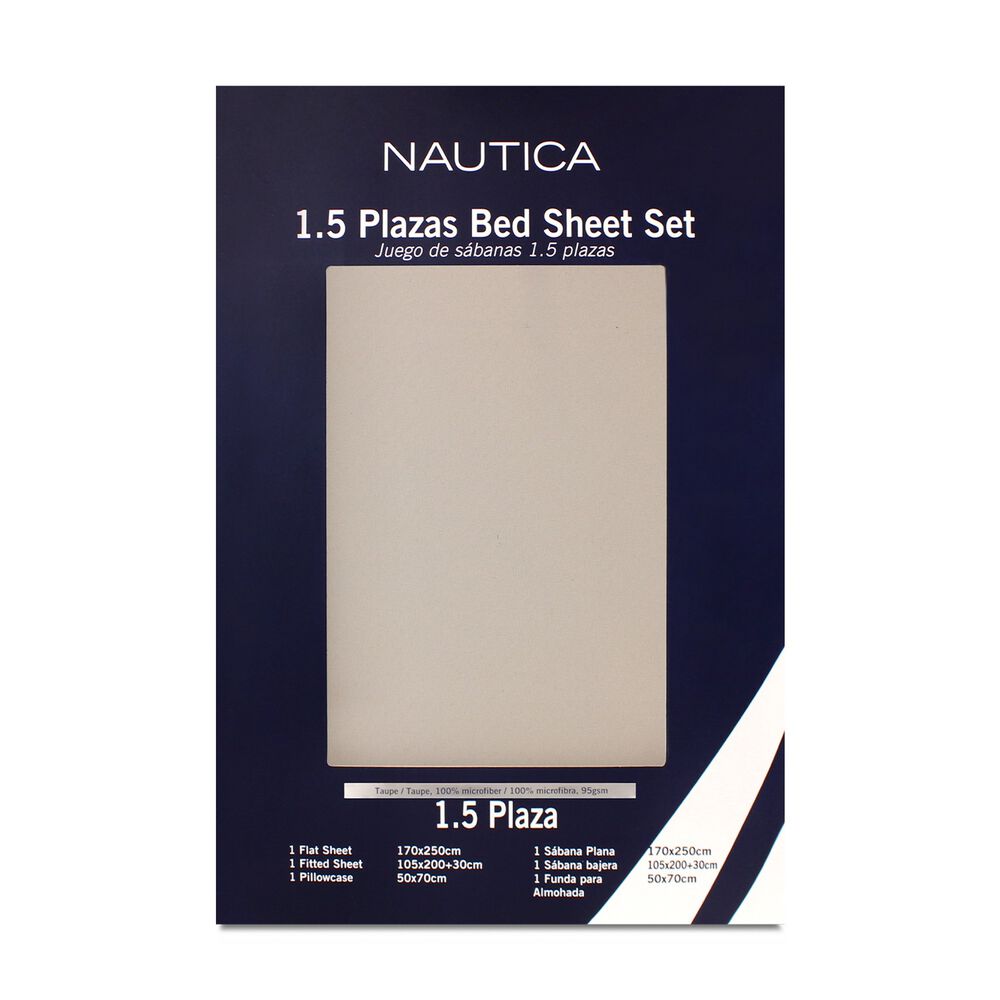 Juego De S&aacute;banas Nautica 3piezas Microfibra 1,5 Plazas Beige image number 3.0